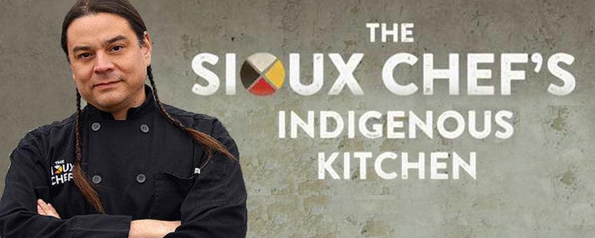 Photo of Sean Sherman, author of The Sioux Chef’s Indigenous Kitchen