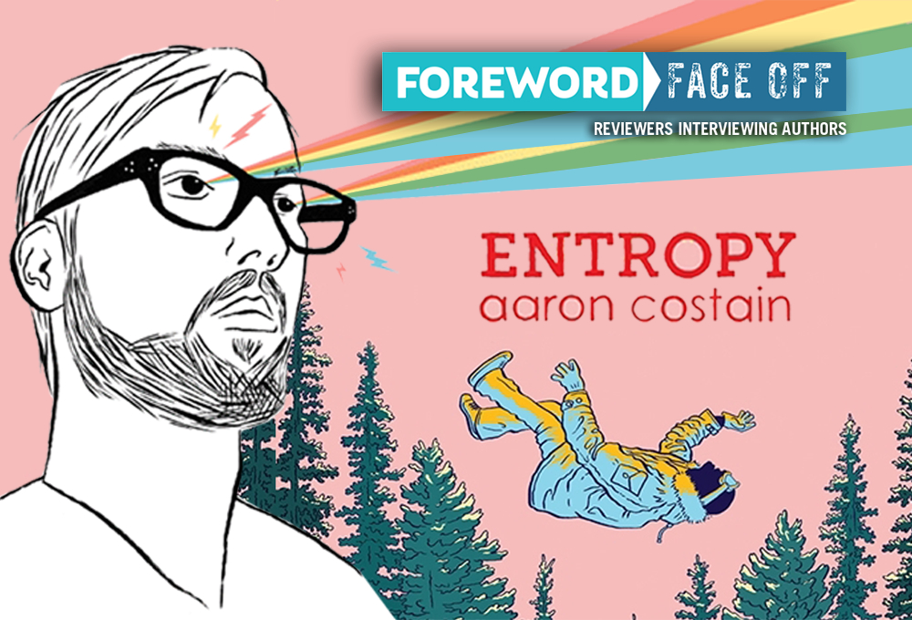 Author Aaron Costain and cover of Entropy