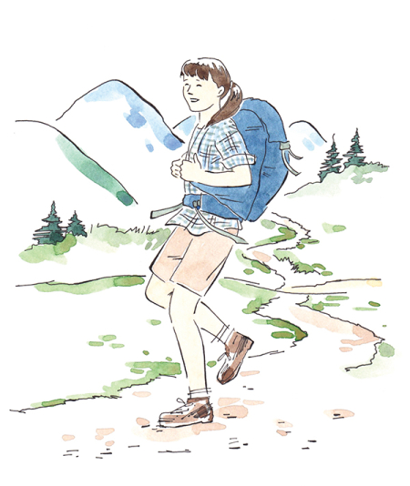 Hiker art from The Girl’s Guide to Building a Fort: Outdoor+ Indoor Adventures for Hands-on Girls