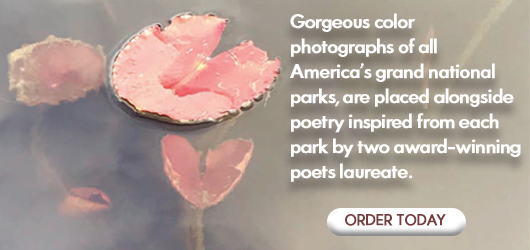 Gorgeous color photgraphs of all America’s grand national parks are placed alongside poetry inspired from each park by two award-winning poets laureate. Order Today