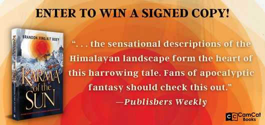 Enter to win a signed copy! “…the sensational descriptions of the Himalayan landscape form the heart of this harrowing tale. Fans of apocalyptic fantasy should check this out.”-Publishers Weekly