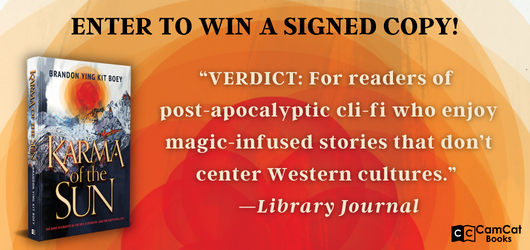 Enter to win a signed copy! “VERDICT: For readers of post-apocalyptic cli-fi who enjoy magic-infused stories that don’t center Western cultures.”-Library Journal
